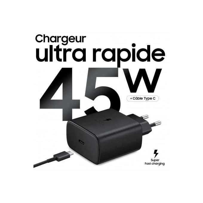 chargeur samsung 45w officiele + Cable 1.8m