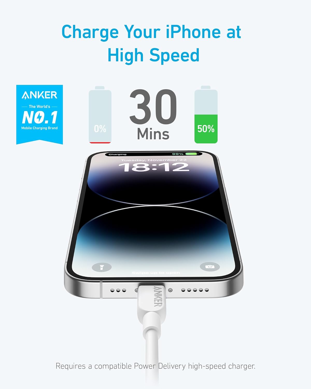 Cable Anker pour iphone(certifié MFI) En Silicone