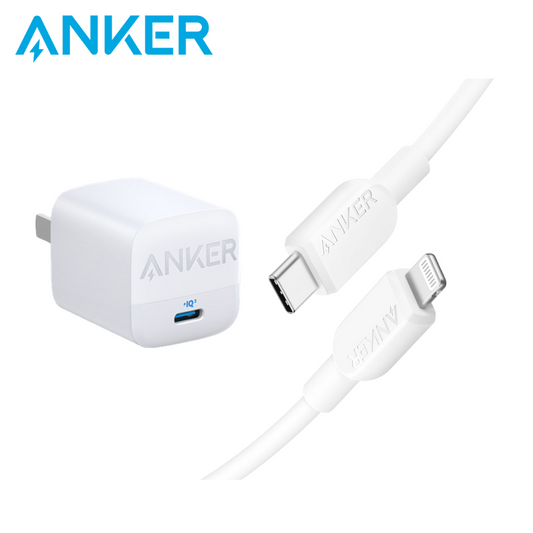 Pack Chargeur + Câble Anker (lightning/type C) 30w